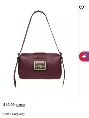 Burgundy Women’s True Religion Shoulder Bag with Gold Plaque